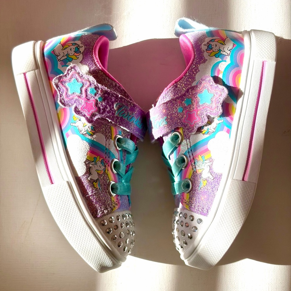 Skechers Twinkie Toes Kids Sparkly Purple Sneakers - Picture 7 of 8